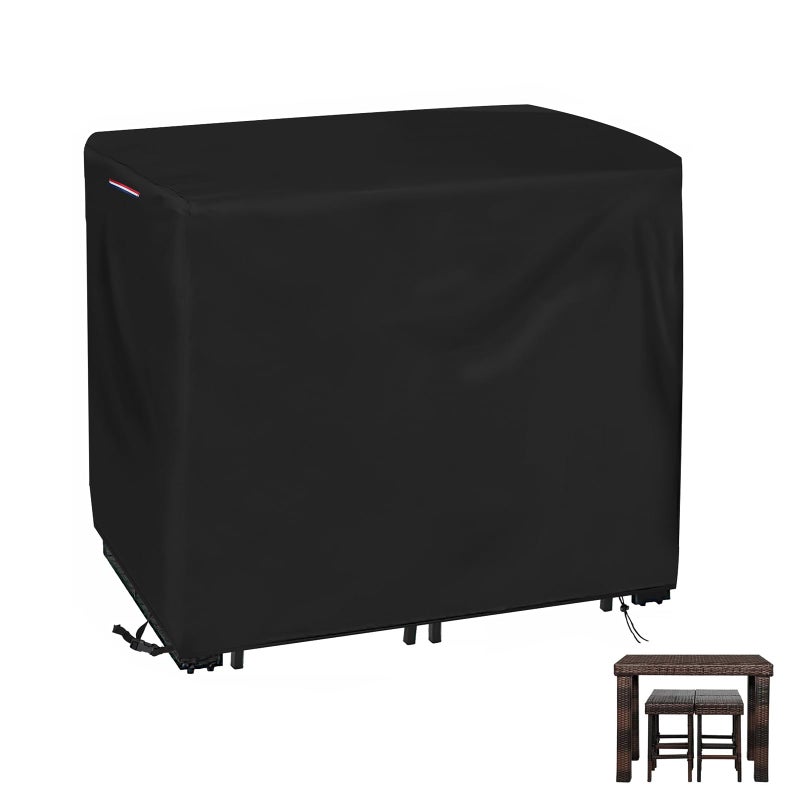 Loenel Outdoor Bar Height Table and Chair Cover  Heavy Duty Waterproof Patio Bar Set Cover for Rectangular 48"" Long Bar Height Dining Furniture Set - 48""L x 30""W x 36""H - Image 1